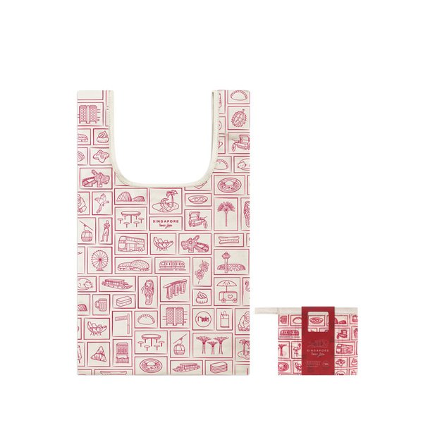 Singapore Iconic Gems Little Reusable Tote Bag (Red)
