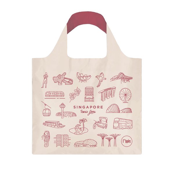 Singapore Iconic Gems Reusable Eco Tote Bag (Red)