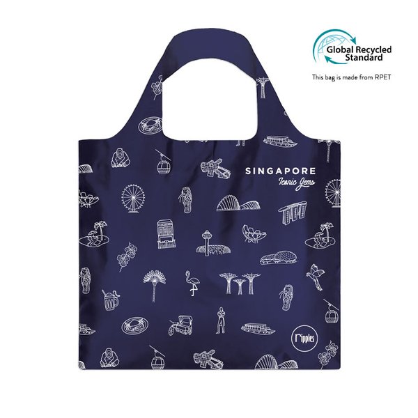 Singapore Iconic Gems Reusable Eco Tote Bag (Blue) Singapore Iconic Gems Reusable Eco Tote Bag (Blue)