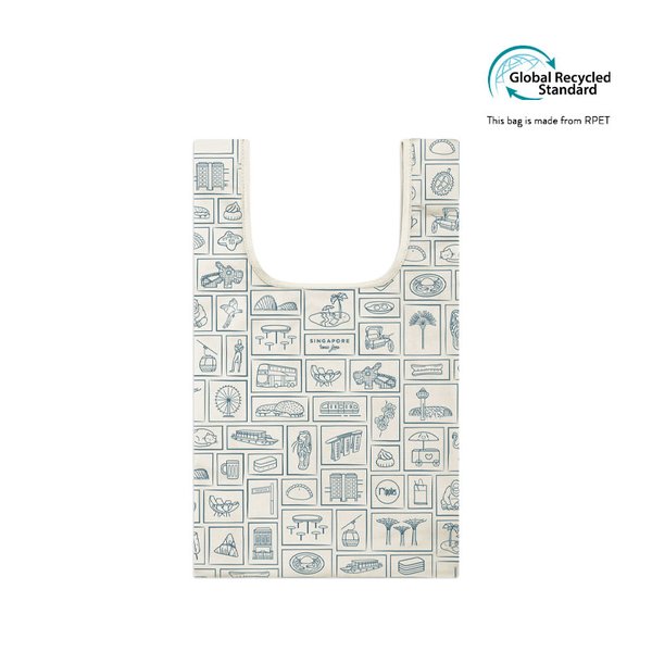 Singapore Iconic Gems Little Reusable Tote Bag (Navy Blue) Singapore Iconic Gems Little Reusable Tote Bag (Navy Blue)