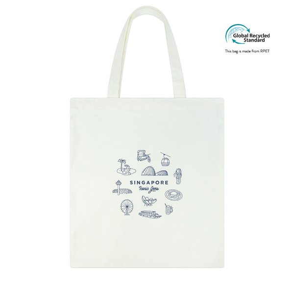 Singapore Iconic Gems Recycled Tote Bag (Singapore Blue) Singapore Iconic Gems Recycled Tote Bag (Singapore Blue)