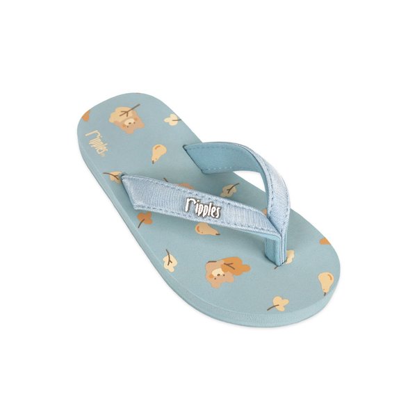 Autumn Bear Little Kids Flip Flops (Light Grey Blue)