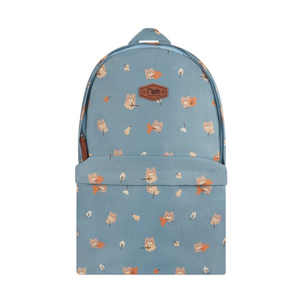 Autumn Bear School Backpack (Light Grey Blue)