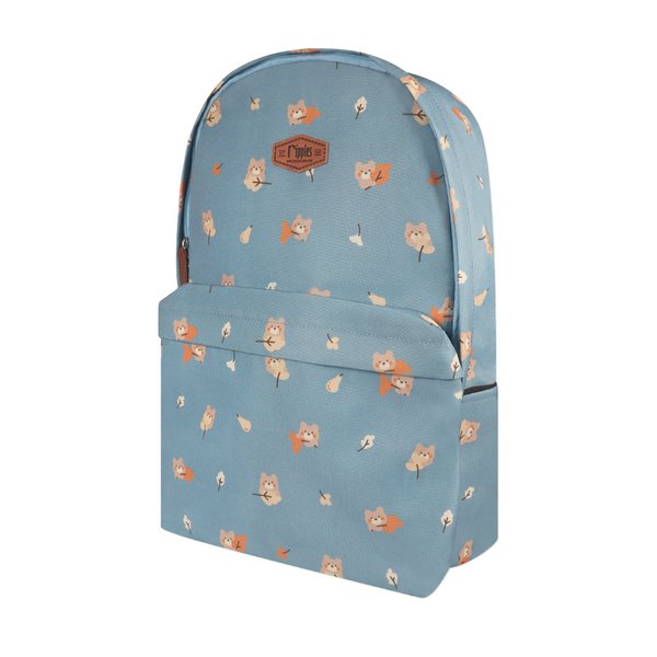 Autumn Bear School Backpack (Light Grey Blue)