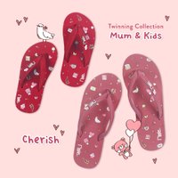 Mum & Kids Flip Flops Cherish Twinning Set (Ladies Dust Pink Kids Raspberry Pink)