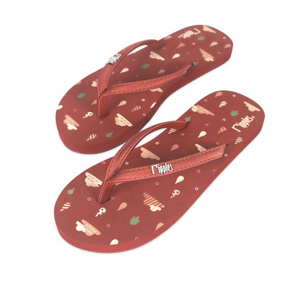 Raindrop Ladies Flip Flops (Dark Red)