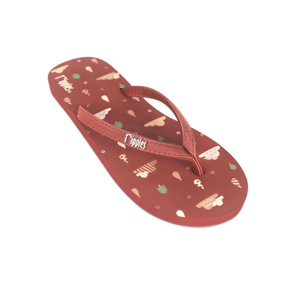 Raindrop Ladies Flip Flops (Dark Red)