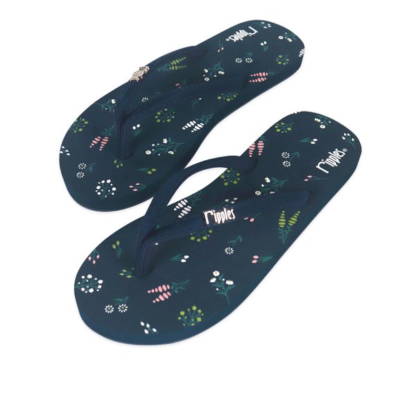 Floret Ladies Flip Flops (Grey Blue)