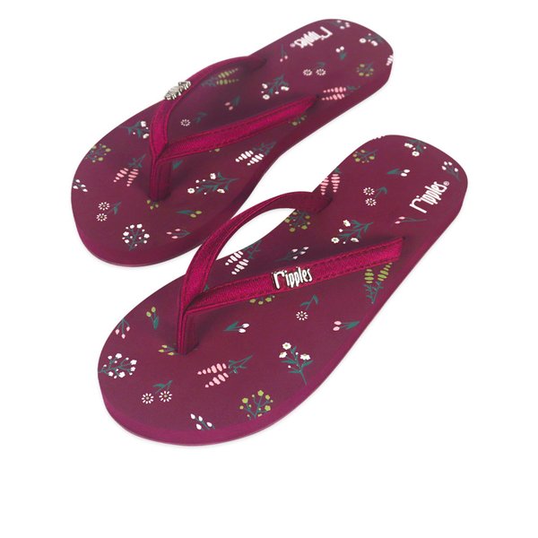 Floret Ladies Flip Flops (Maroon Purple)