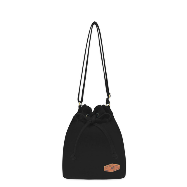 Basic Canvas Bucket Sling Bag (Black)