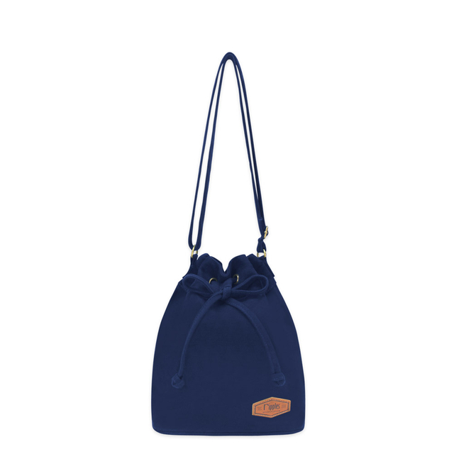 Basic Canvas Bucket Sling Bag (Navy Blue)
