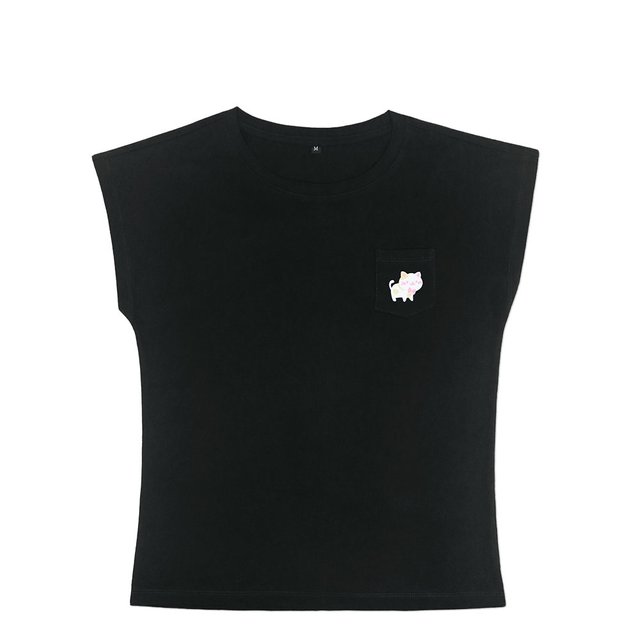 [PROMO] Kittens Ladies Relaxed Short Sleeve Pocket T-Shirt (Black)