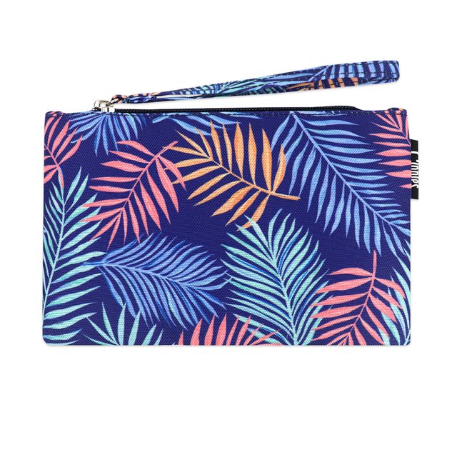 Tropical Leaves Essential Pouch (Blue)