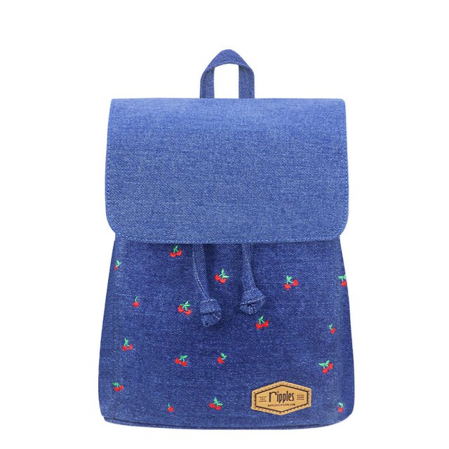 [PROMO] Cherry Embroidery Ladies Backpack (Mid  Denim)