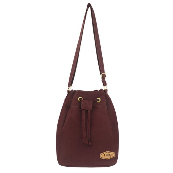 [SALE] Basic Canvas Bucket Sling Bag (Maroon)