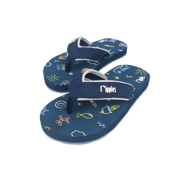 [SALE] Doodle Little Kids Flip Flops (Grey Blue)