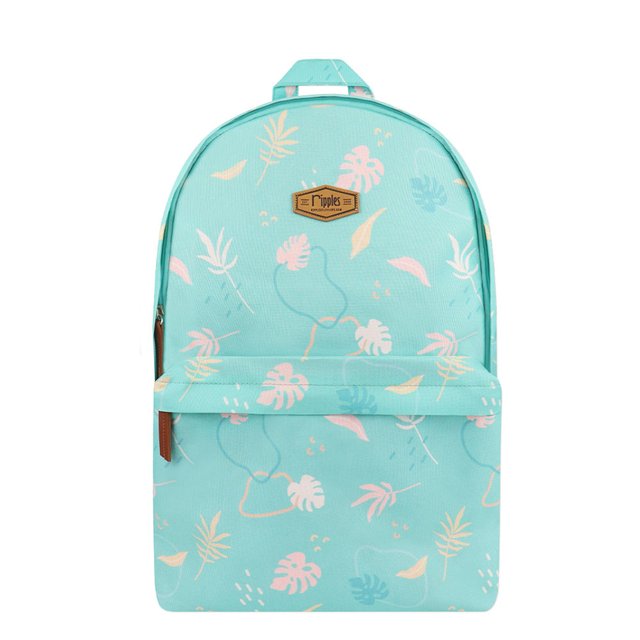 Abstract Foliage School Backpack (Turquoise)