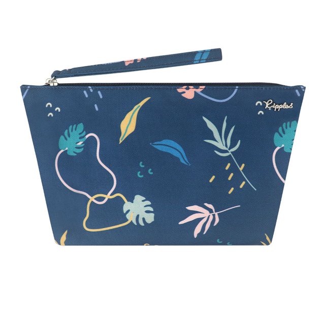 Abstract Foliage Cosmetic Pouch (Blue)