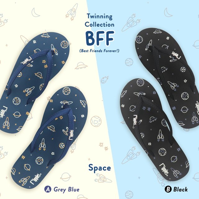 BFF Friends Flip Flops Space Twinning Collection 