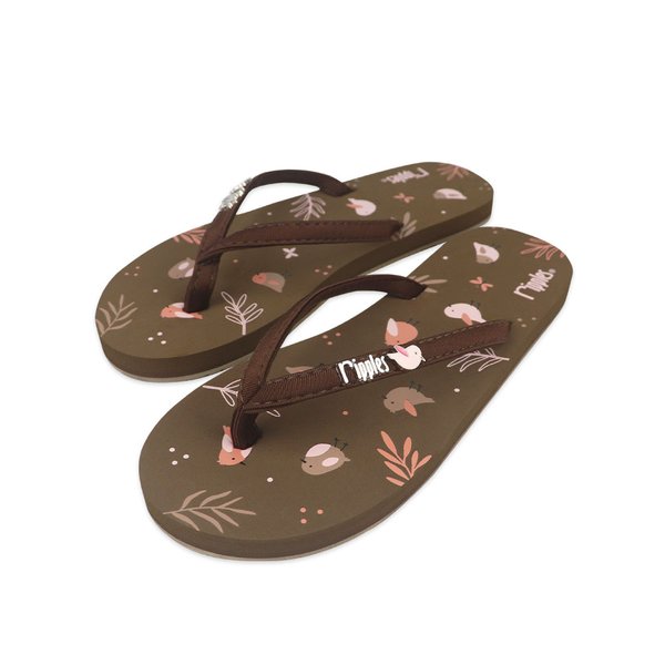[SALE] Birds Ladies Flip Flops (Brown)