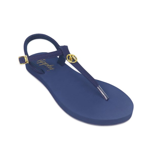 Ripples T-Straps With R Pin Ladies Sandals (Navy Blue)