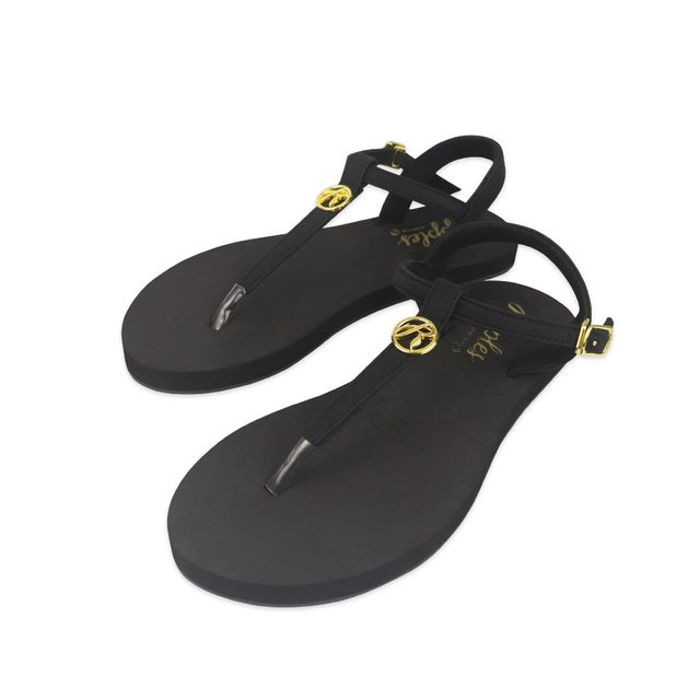 Ripples T-Straps With R Pin Ladies Sandals (Black)