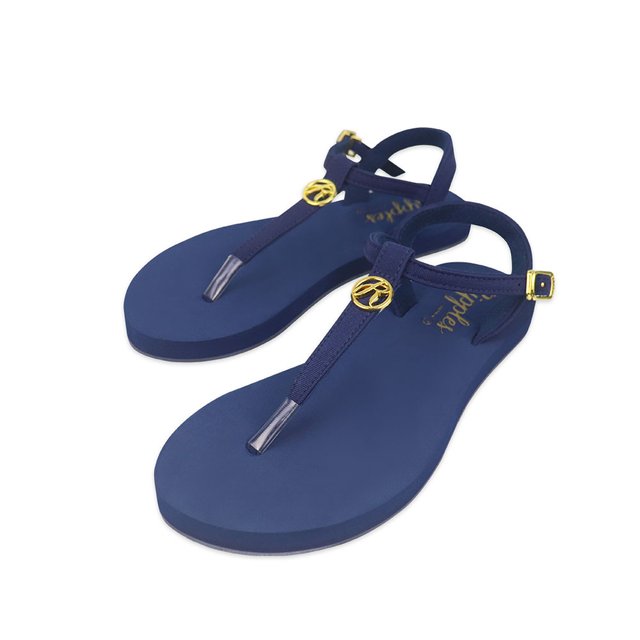 Ripples T-Straps With R Pin Ladies Sandals (Navy Blue)
