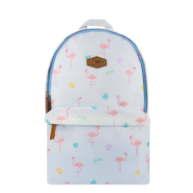 Flamingo School Backpack (Light Blue) 