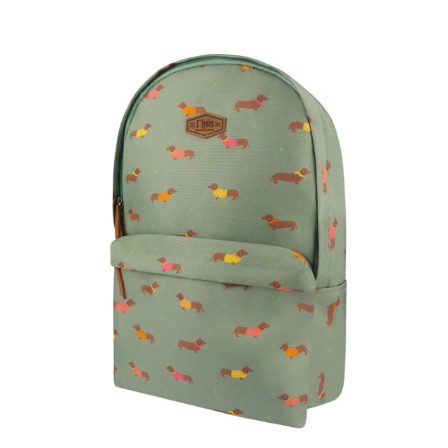 Dachshund Dog School Backpack (Light Green) 